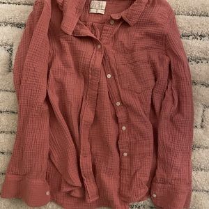 Pink J. Crew Classic Fit Gauze Shirt